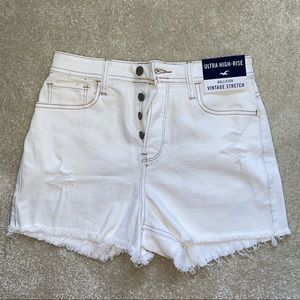 Hollister high rise white denim mom shorts